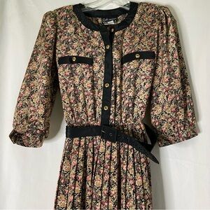 Vintage Breli Originals retro floral midi dress SZ 8 made in USA